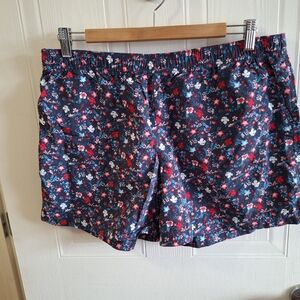 Columbia Navy Floral Elastic-Waist Bermuda Shorts